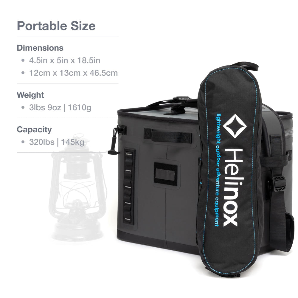 Helinox Chair One XL seat height 14.5 inches improves comfort on uneven ground.