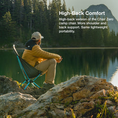 Helinox Chair Zero Highback packed in a backpack for weight-conscious hikers