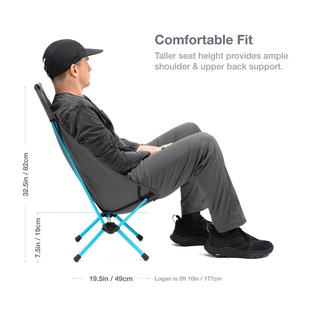 Side view of Helinox Chair Zero Highback showing compact frame and high back comfort