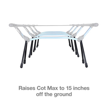 Helinox Cot Max extenders 16-piece set shows full leg coverage for uniform height