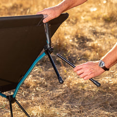 Helinox Cot Max extenders assembled on cot demonstrate a 15 inch raise for easier access