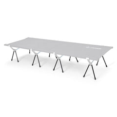Helinox Cot Max extenders in side view show taller ground clearance for improved camping comfort
