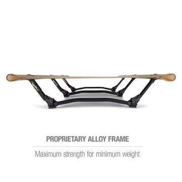 Helinox Cot One leg extenders image indicates optional height boost.