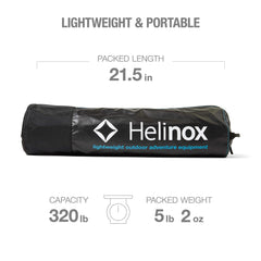 Helinox Cot One regular-size camping cot ready for use.