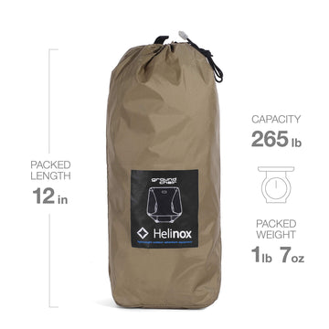 Helinox Ground Chair packed for travel in carry sack