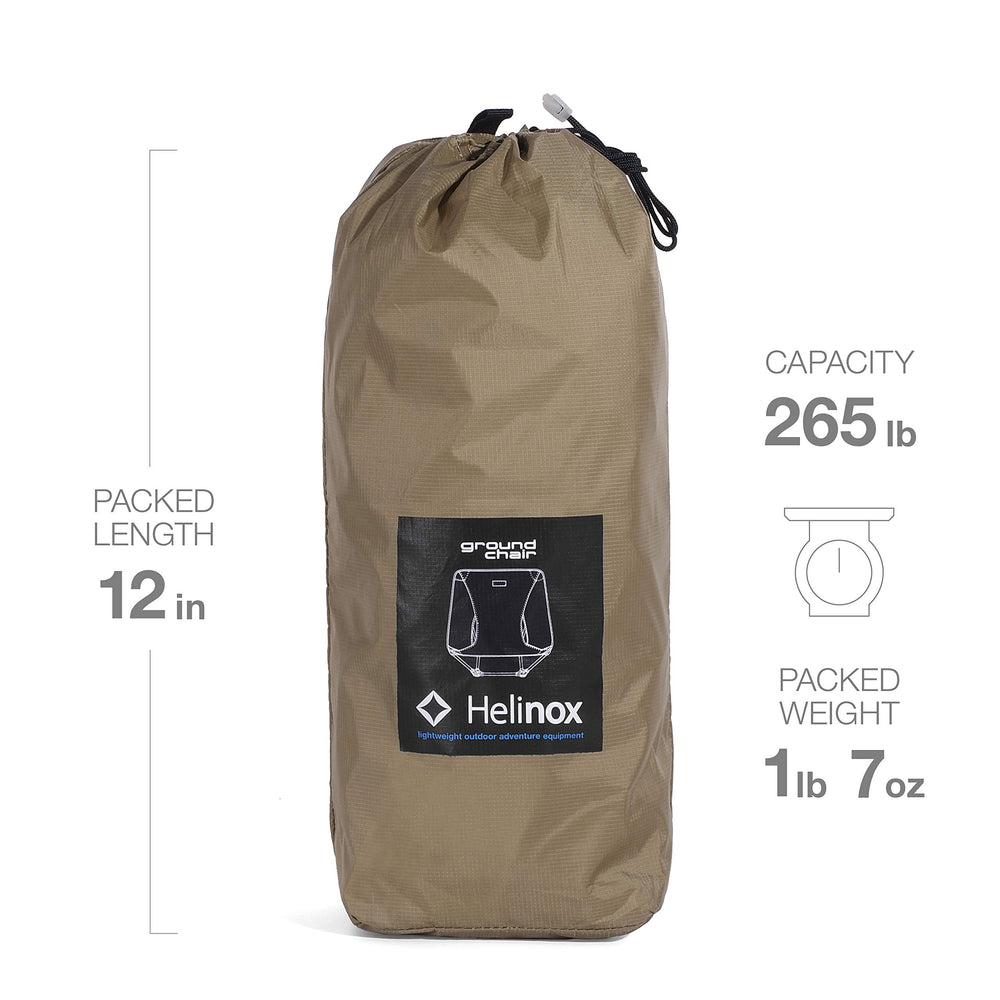 Helinox Ground Chair packed for travel in carry sack