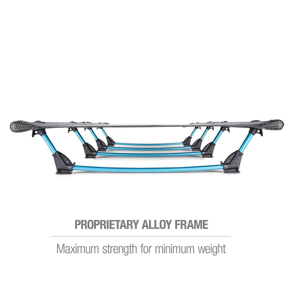Helinox Lite Cot suspends sleepers 5 inches from the ground for insulation and comfortable side sleeping.