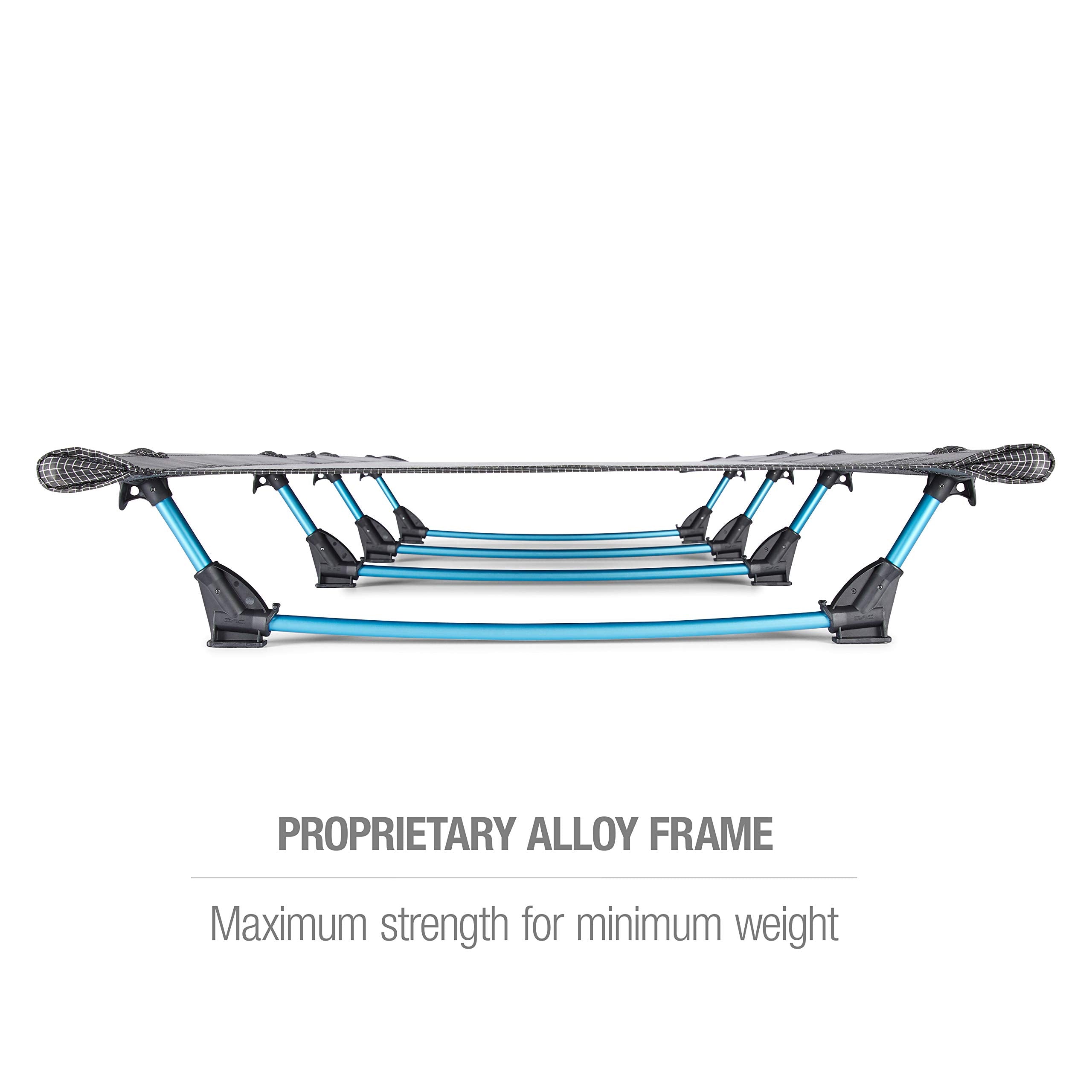 Helinox Lite Cot with DAC aluminum legs demonstrates sturdy support on uneven ground.