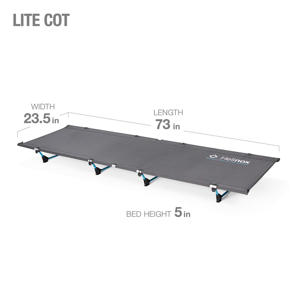 Helinox Lite Cot dimensions-73x23.5x5 inches provide spacious, portable sleeping area.