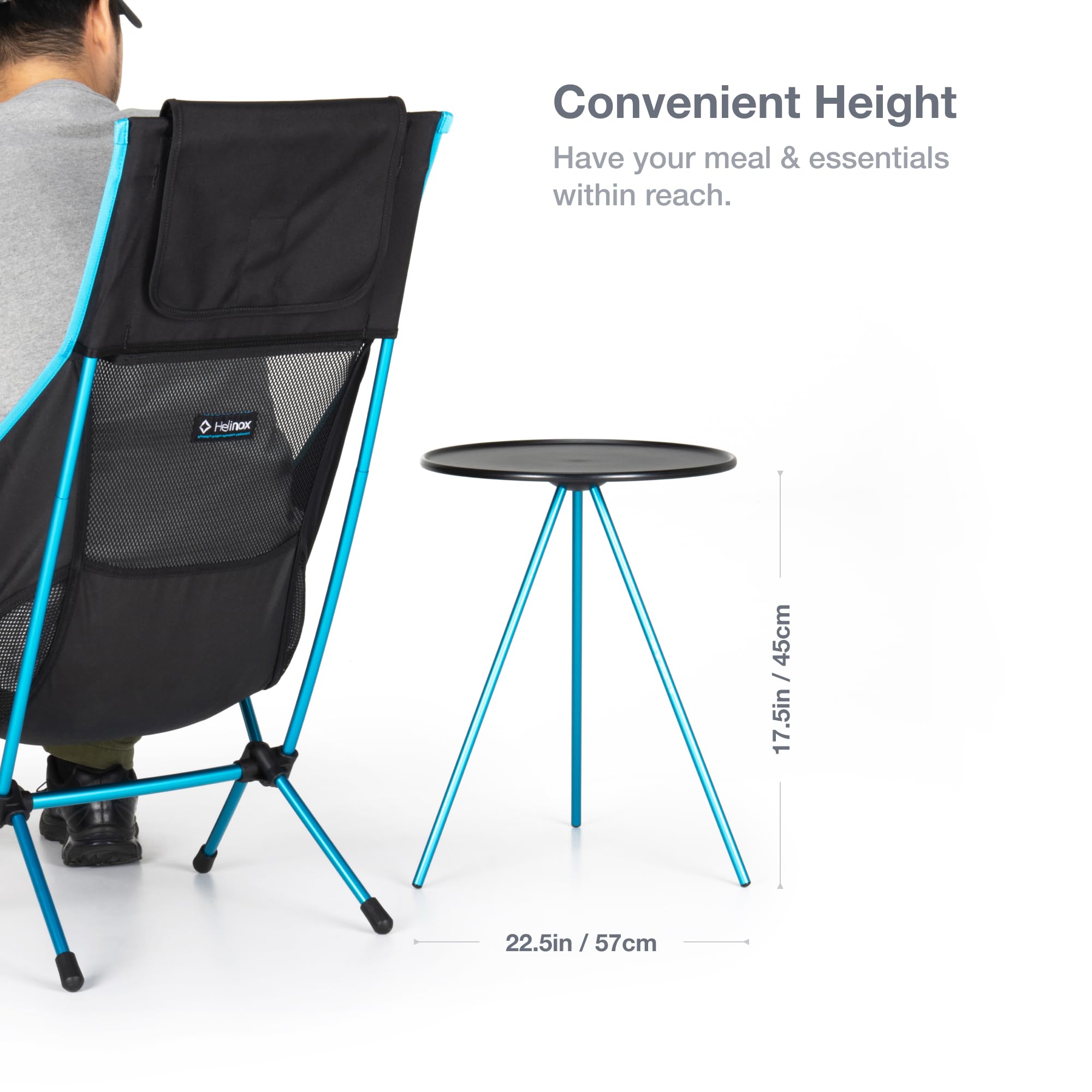Helinox packable side table collapsed for travel storage