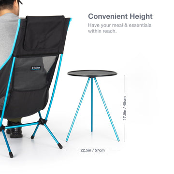 Helinox packable side table collapsed for travel storage