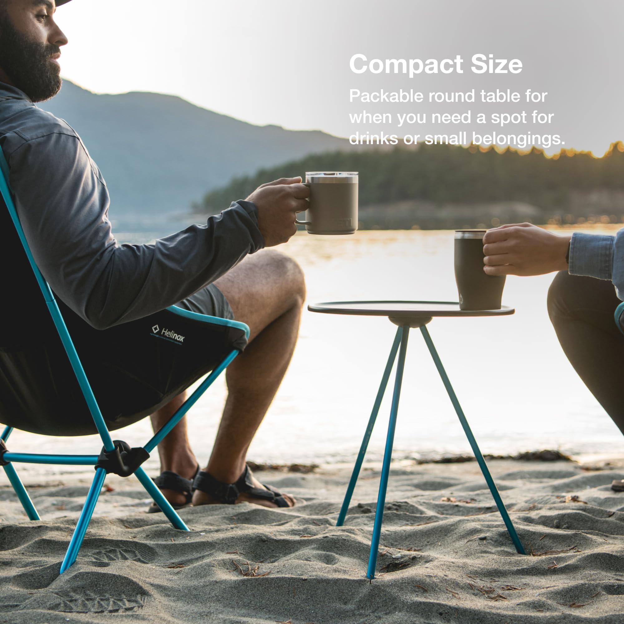Helinox packable side table DAC aluminum frame showing strength and lightness