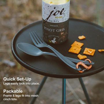 Helinox Packable Side Table during camping dinner setup.