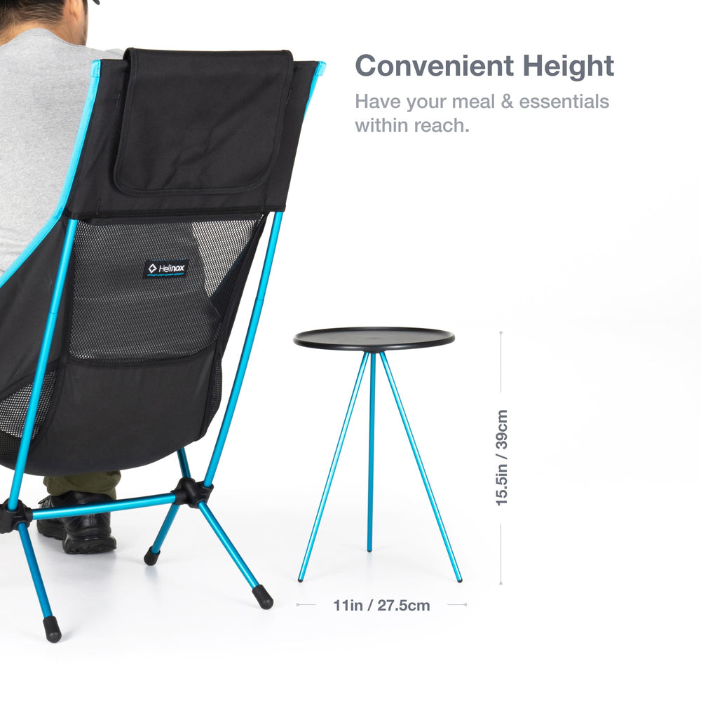 Helinox Packable Side Table set up quickly for camping.