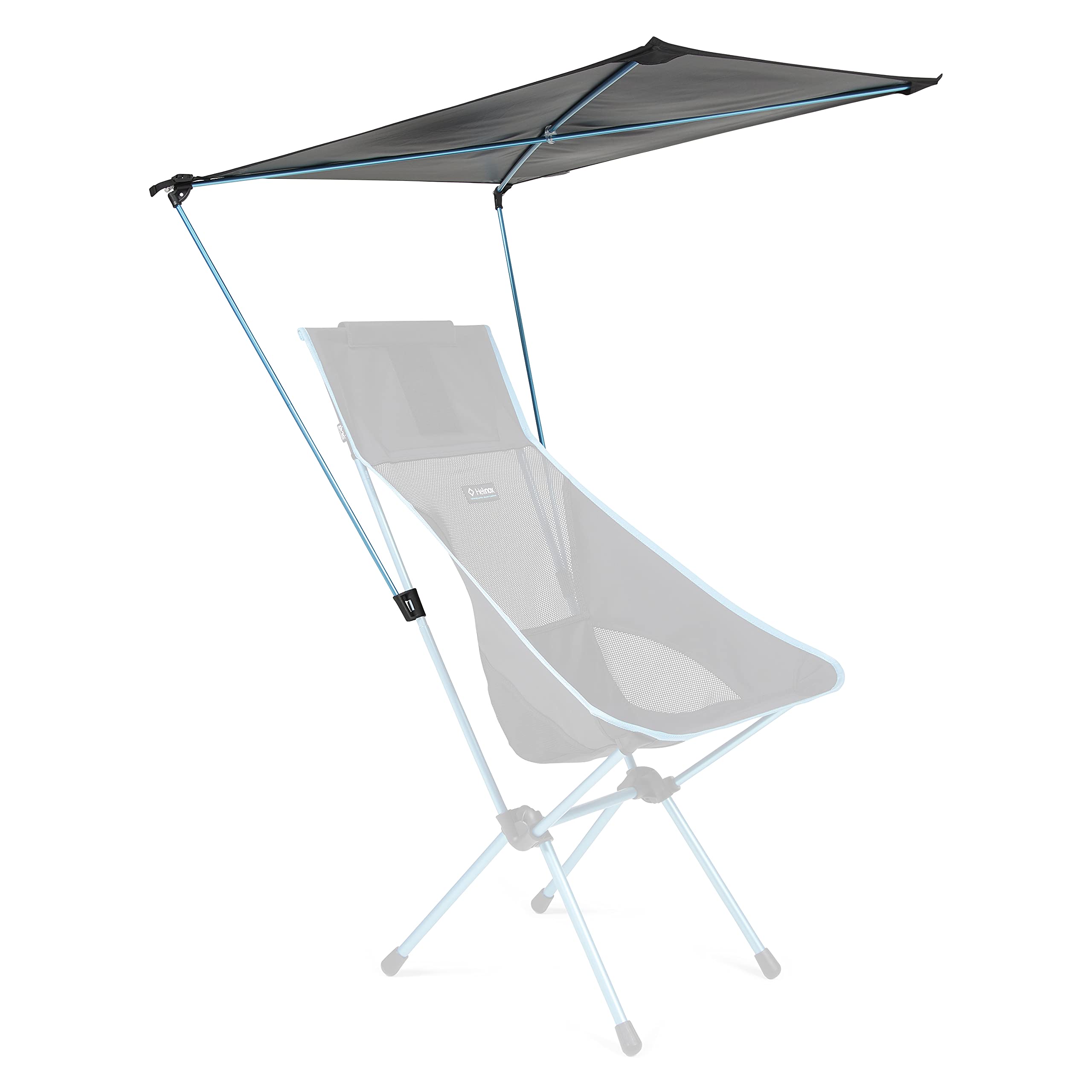 Helinox Personal Shade adapter mounted on a beach chair for sun protection