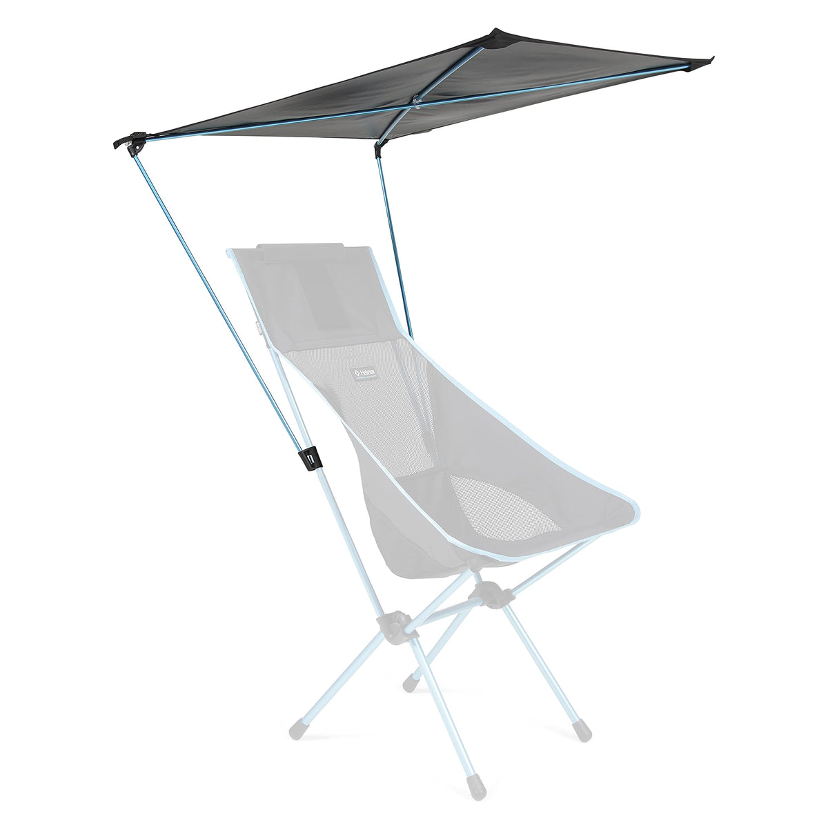 Helinox Personal Shade adapter mounted on a beach chair for sun protection
