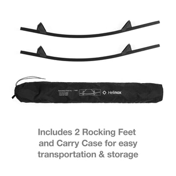 Helinox rocker feet weigh 9 ounces each for lightweight packing.