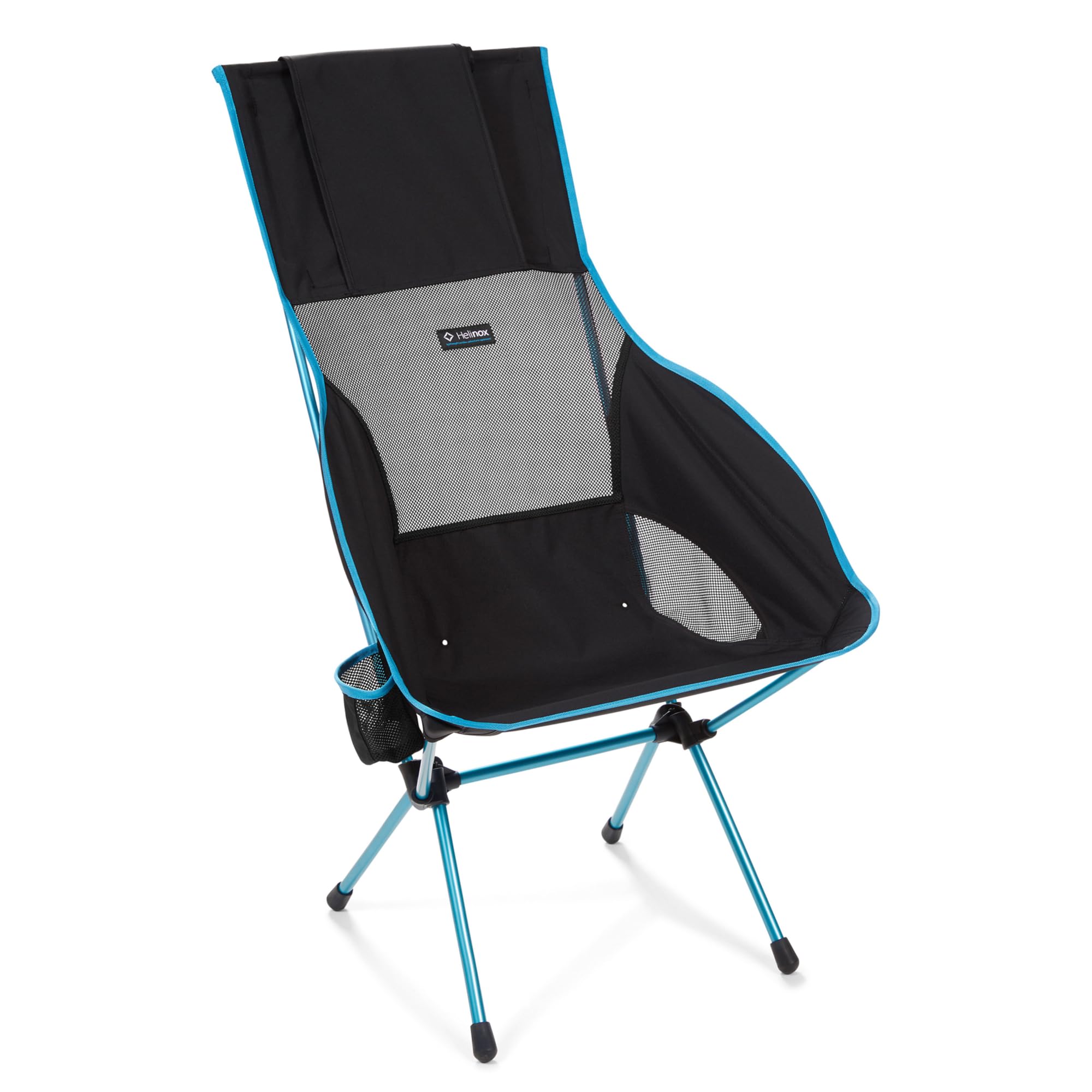 Helinox Savanna high-back chair assembled for easy outdoor seating and quick setup.