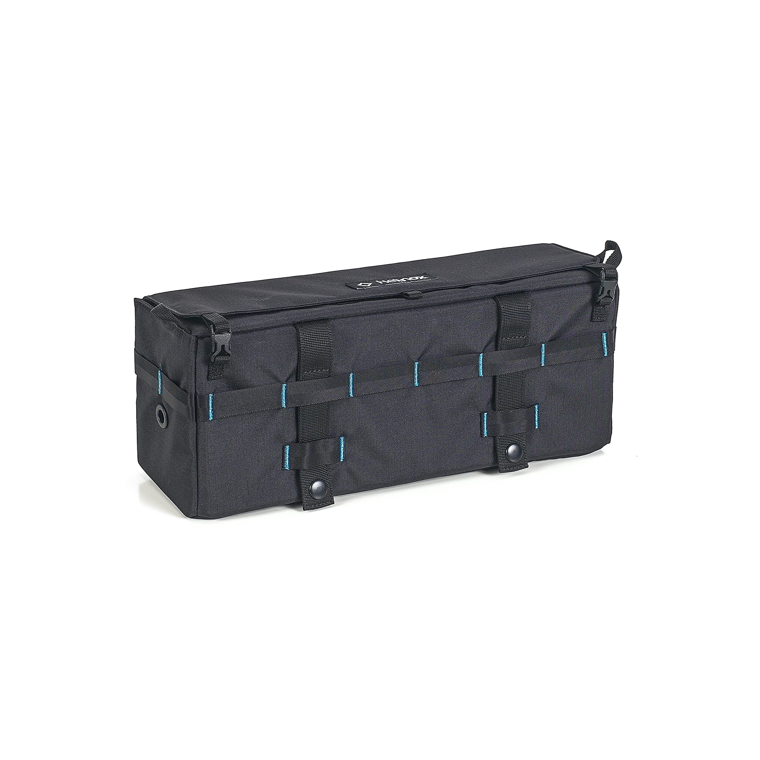 Helinox Storage Box SM front view showing secure MOLLE attachment for quick campsite organization