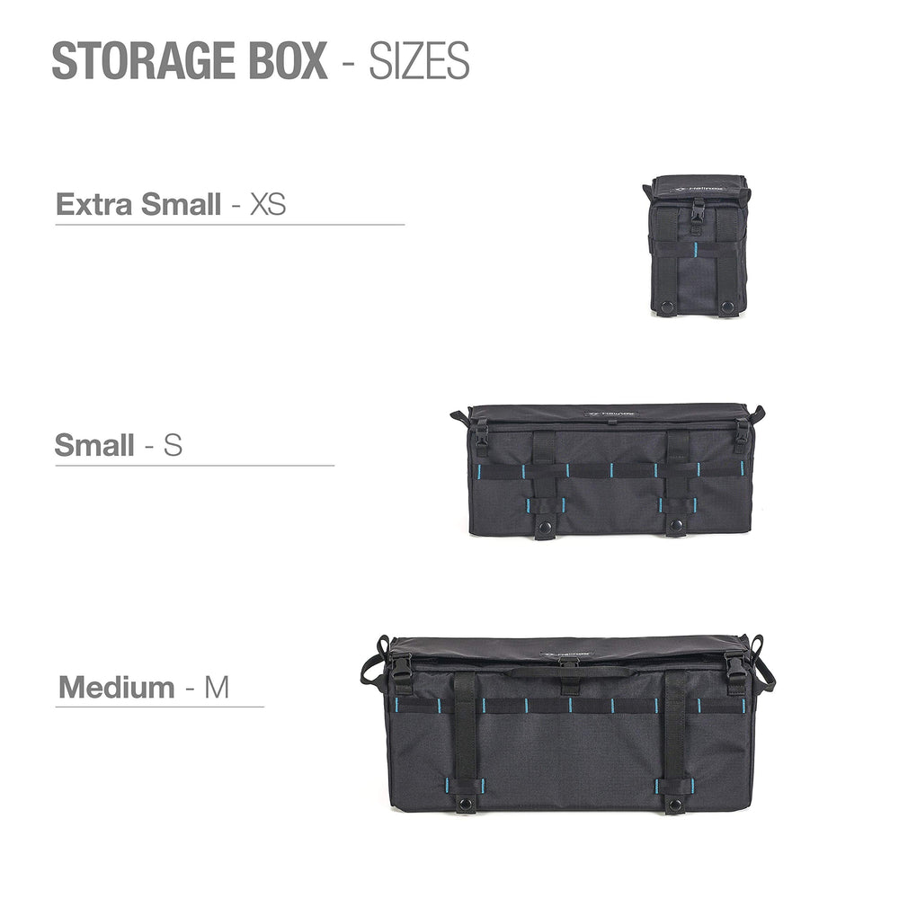 Helinox Storage Box SM mounted on chair demonstrates versatile organization on camping trips