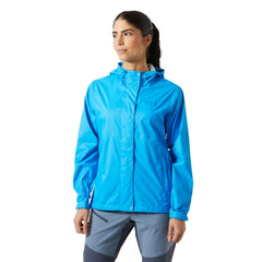 Helly-Hansen Loke Jacket 2.0 hood up protects against rain and wind during hikes.