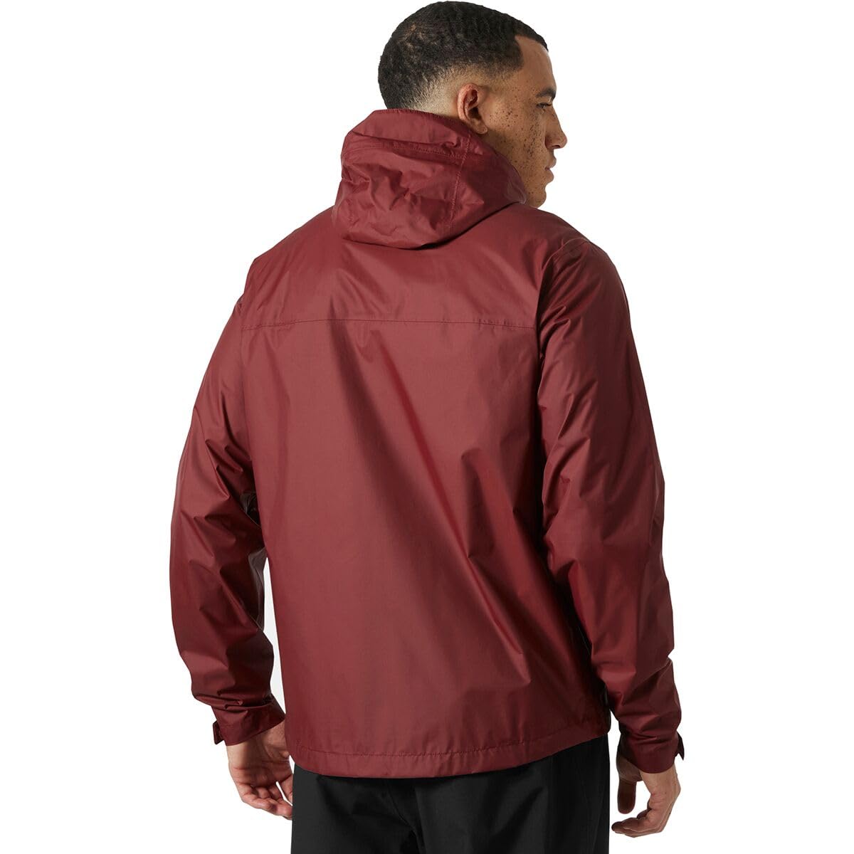 Helly Hansen Loke Jacket 2.0 hood up demonstrates adjustable hood and rain protection.