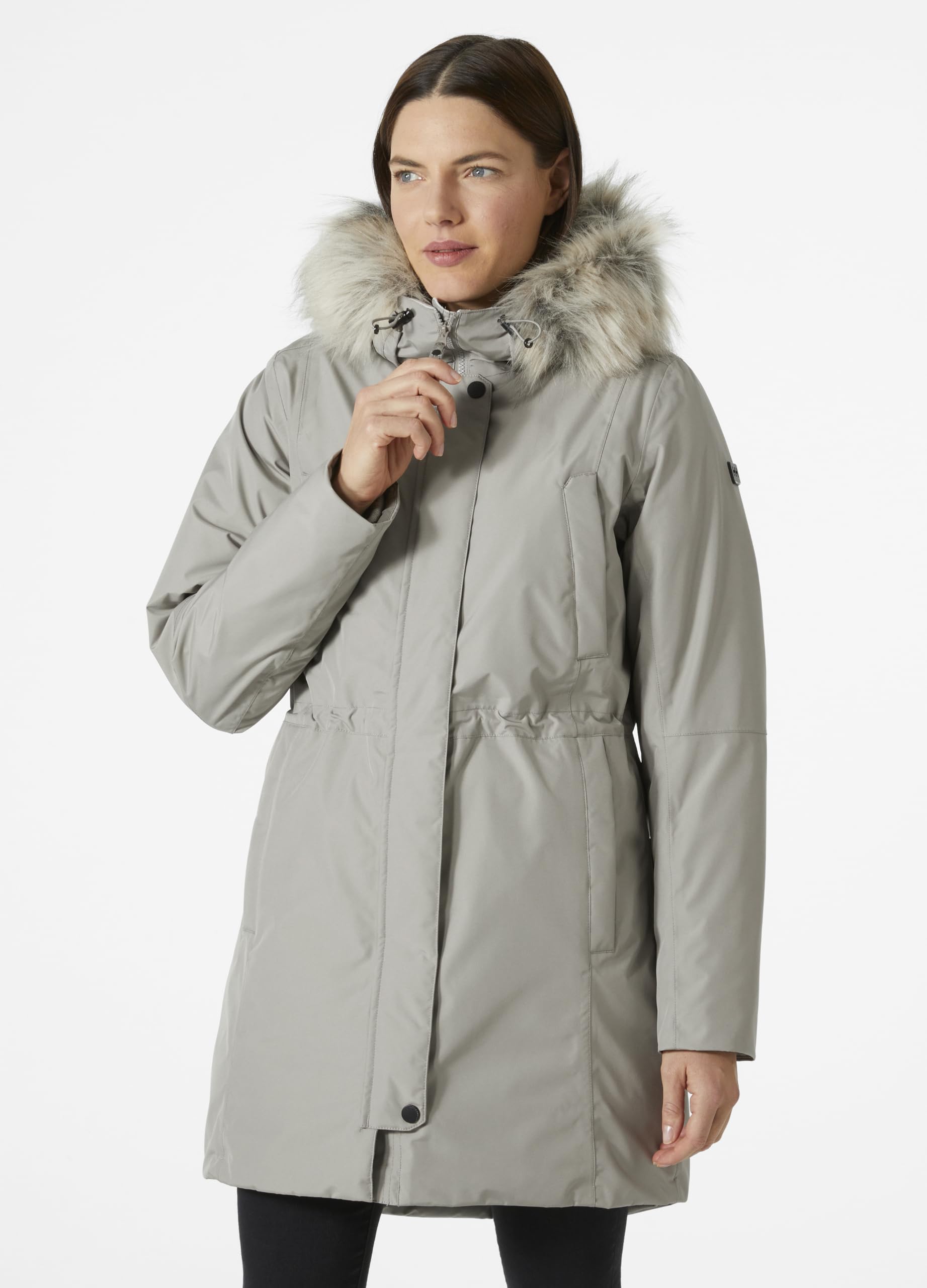 Helly Hansen Senja Parka logo detail adds subtle branding.