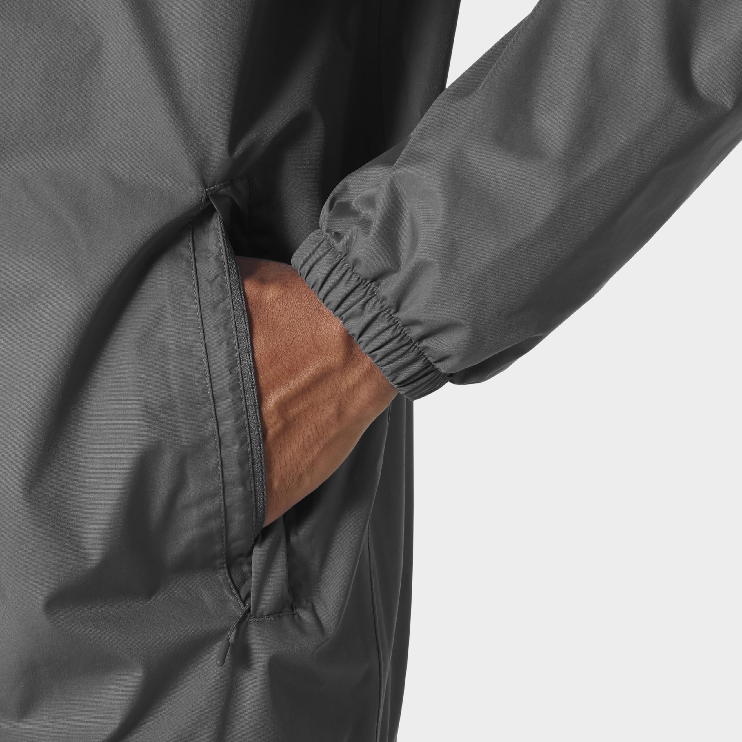 Helly Hansen Vancouver Rain Jacket elastic cuffs sealing out wind and drizzle.