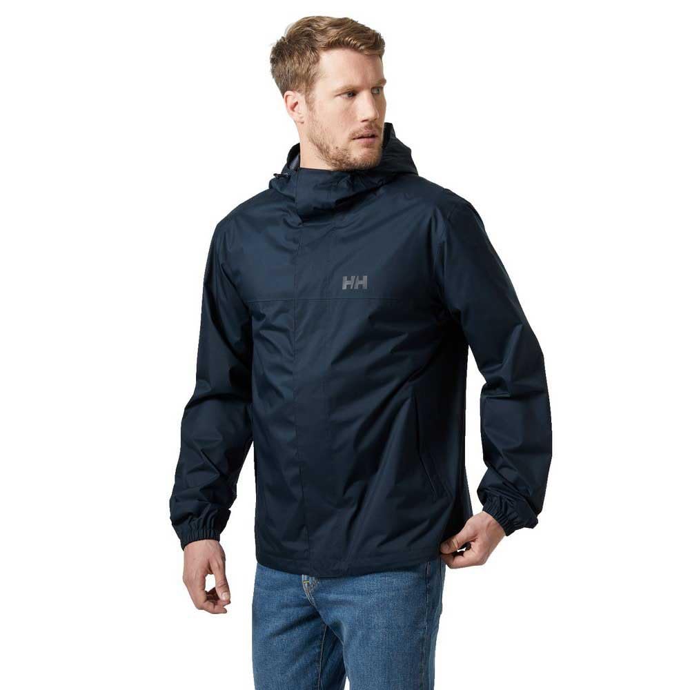 Helly-Hansen Vancouver Rain Jacket front view in navy protects urban commutes from sudden showers.