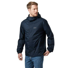 Helly-Hansen Vancouver Rain Jacket front view in navy protects urban commutes from sudden showers.