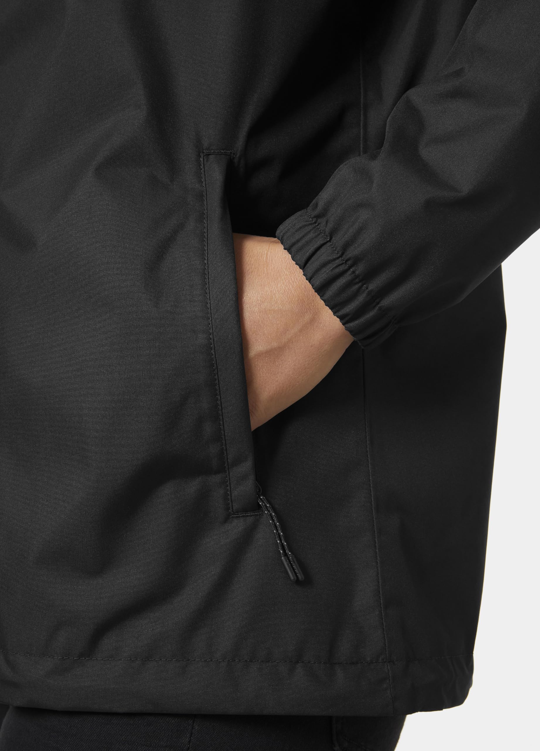 Helly-Hansen Vancouver Rain Jacket hood detail illustrating adjustable coverage