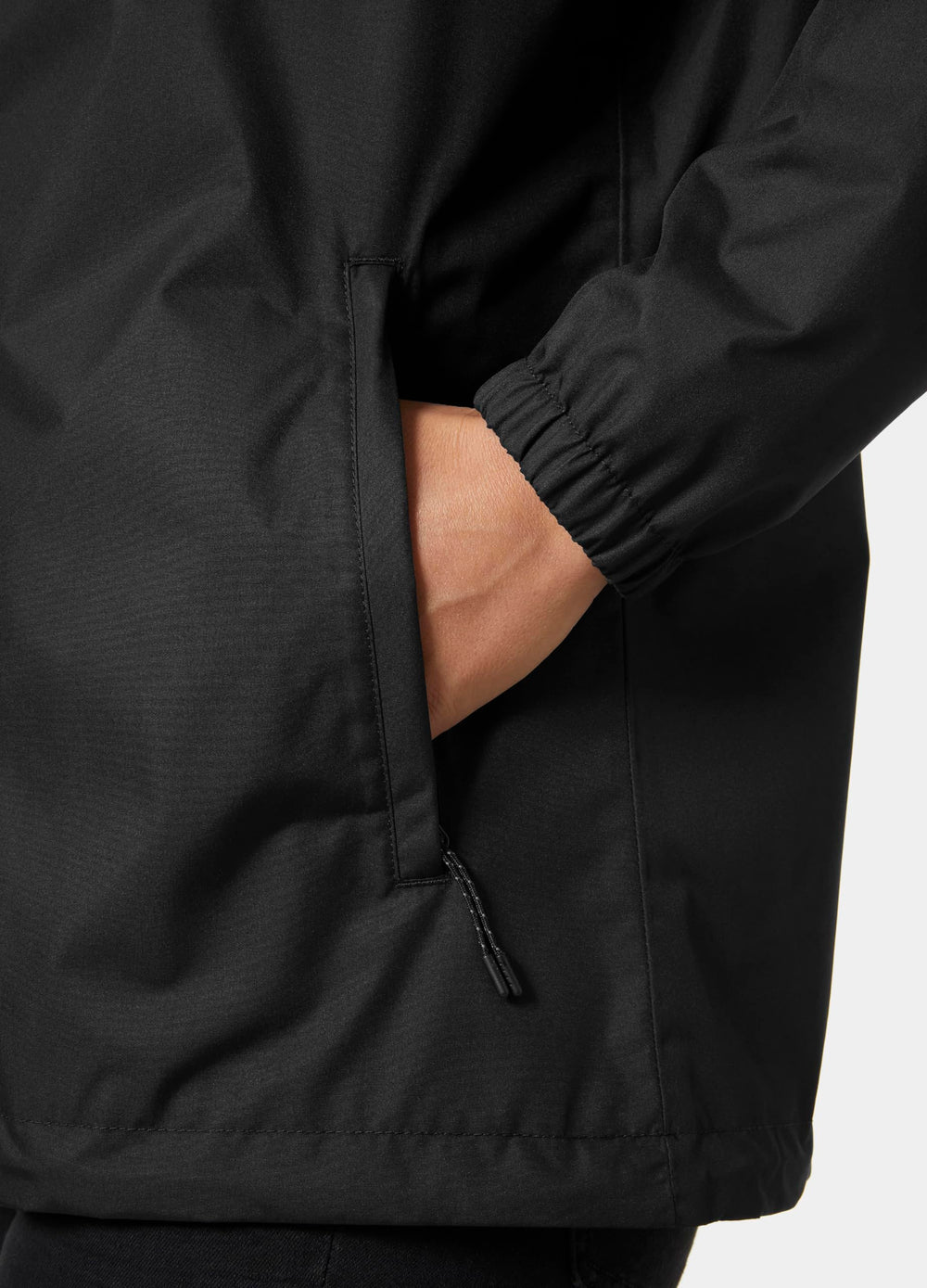 Helly-Hansen Vancouver Rain Jacket hood detail illustrating adjustable coverage