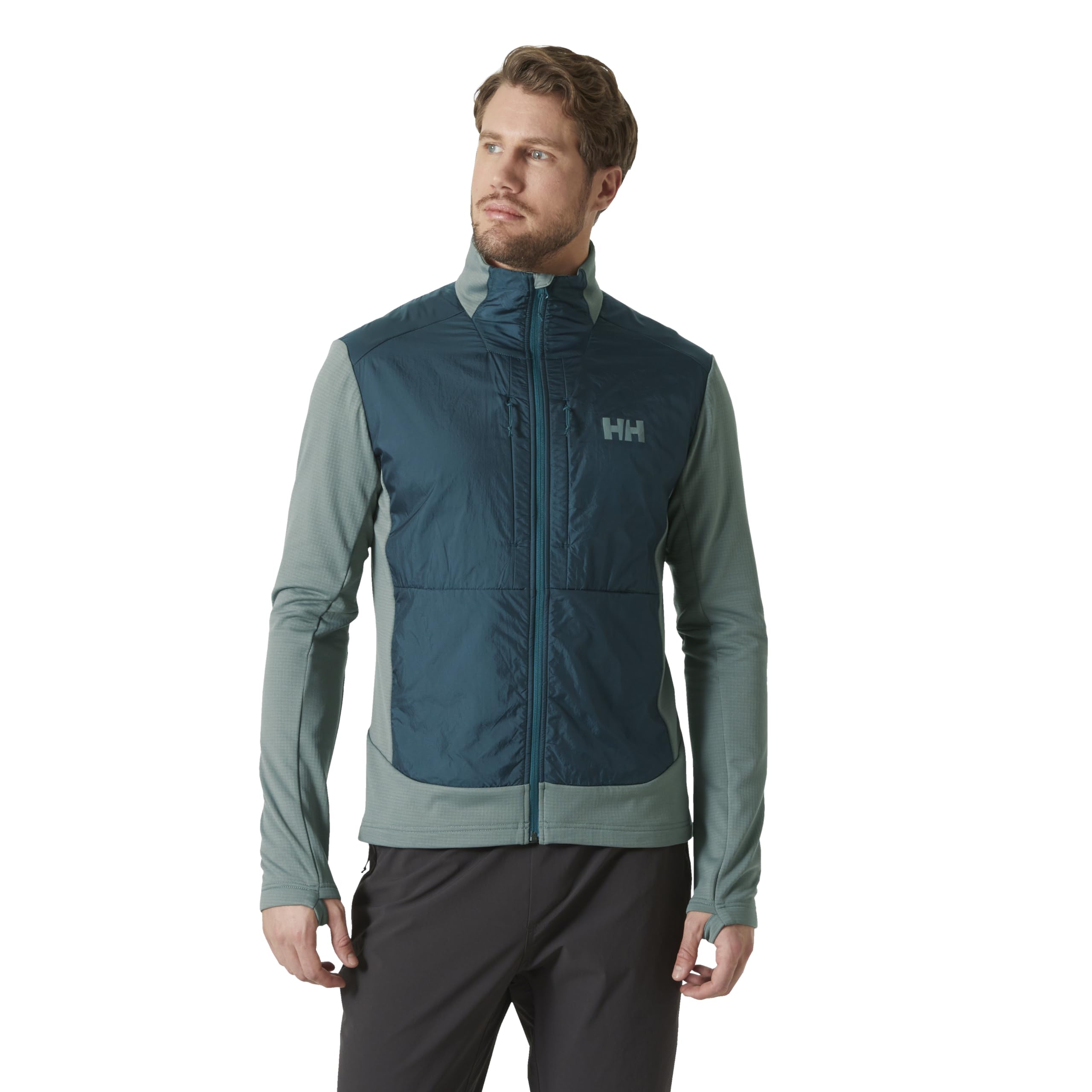Helly-Hansen Versalite Hybrid Fleece Jacket side profile shows slim fit for easy layering during activities.