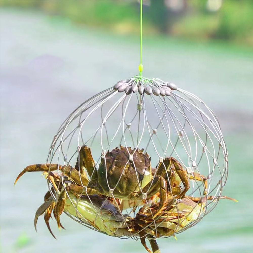 Steel wire mesh crab trap side angle