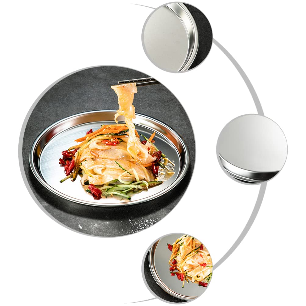 Hemoton stainless steel plate as a dessert tray, stylish kitchen accent.