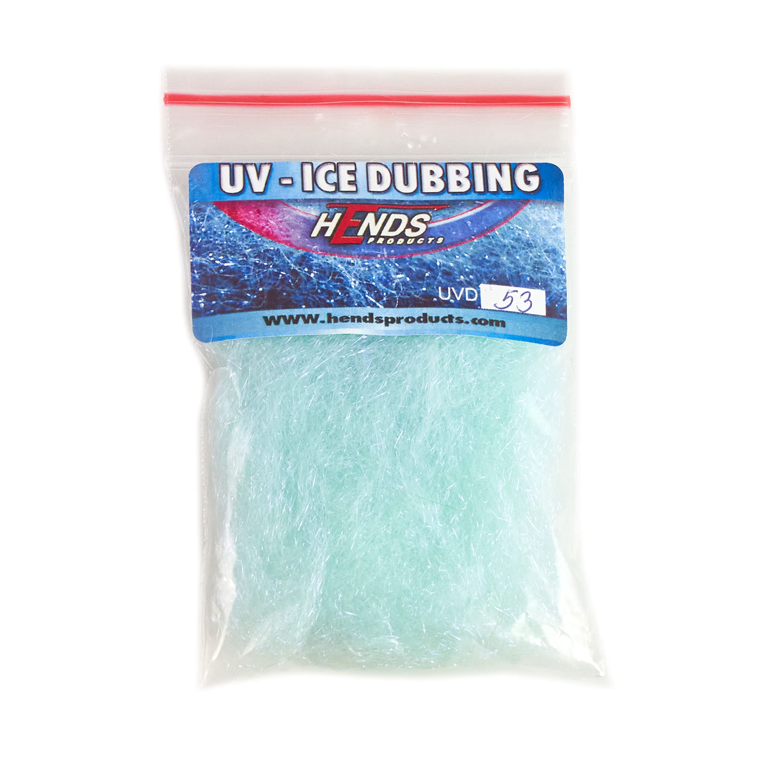 Hends UV Ice Dubbing Turquoise Blue Light for vivid, UV-reactive body dub in fly tying