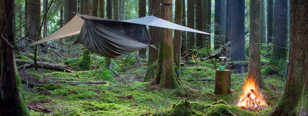 Hennessy Hammock Expedition Classic ridgeline and rainfly provide reliable outdoor shelter.