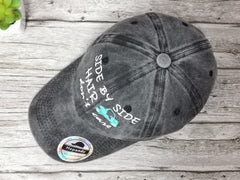 Washed black cotton twill cap with adjustable snapback