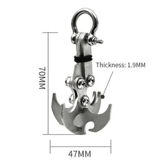 HEPBAK outdoor rock climbing hook demonstrates compact design ideal for lightweight packs.
