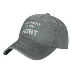 Back view of teal ribbon ovarian cancer awareness dad hat