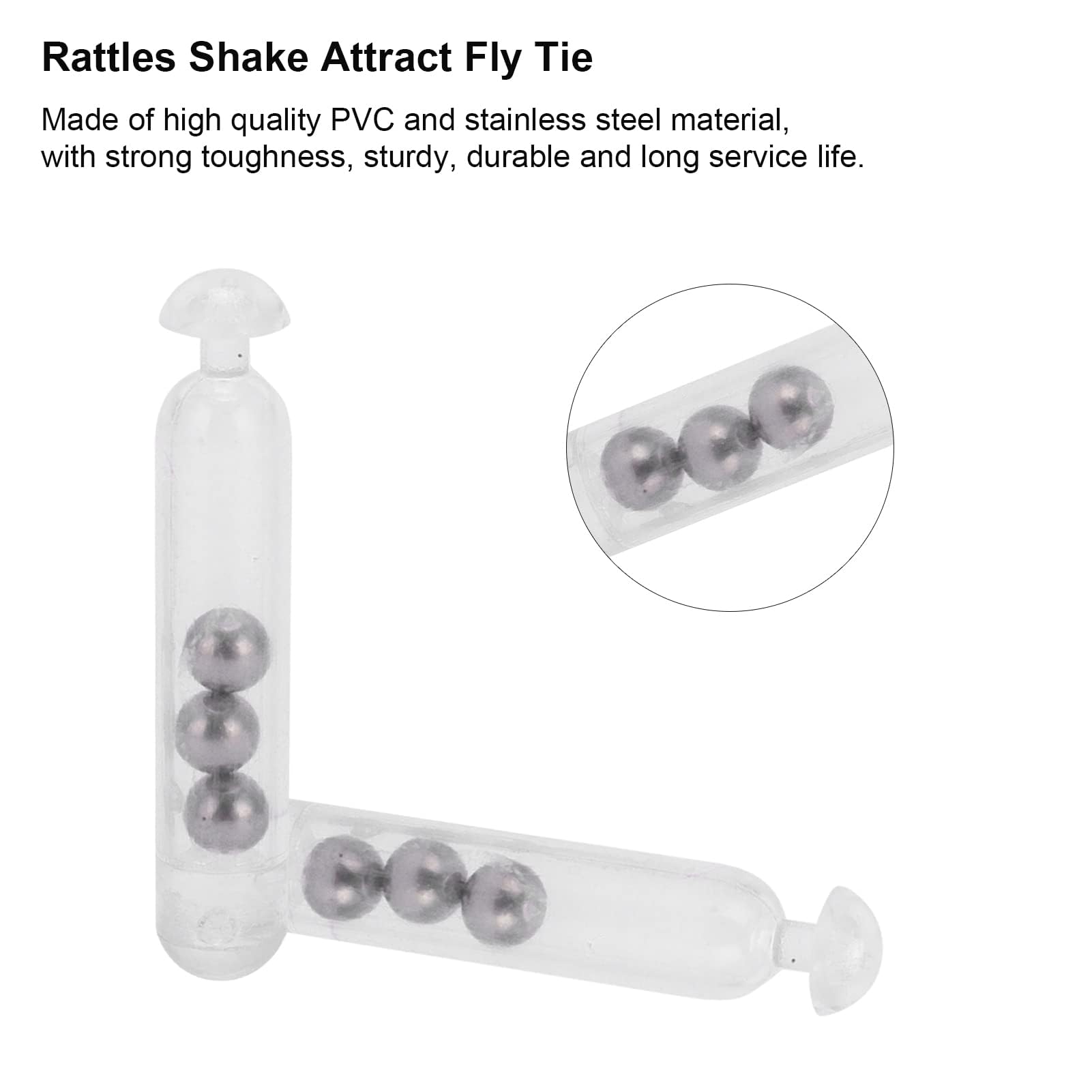 HERCHR 50 pcs fishing rattle worm jig lure insert tube rattles white - image 2