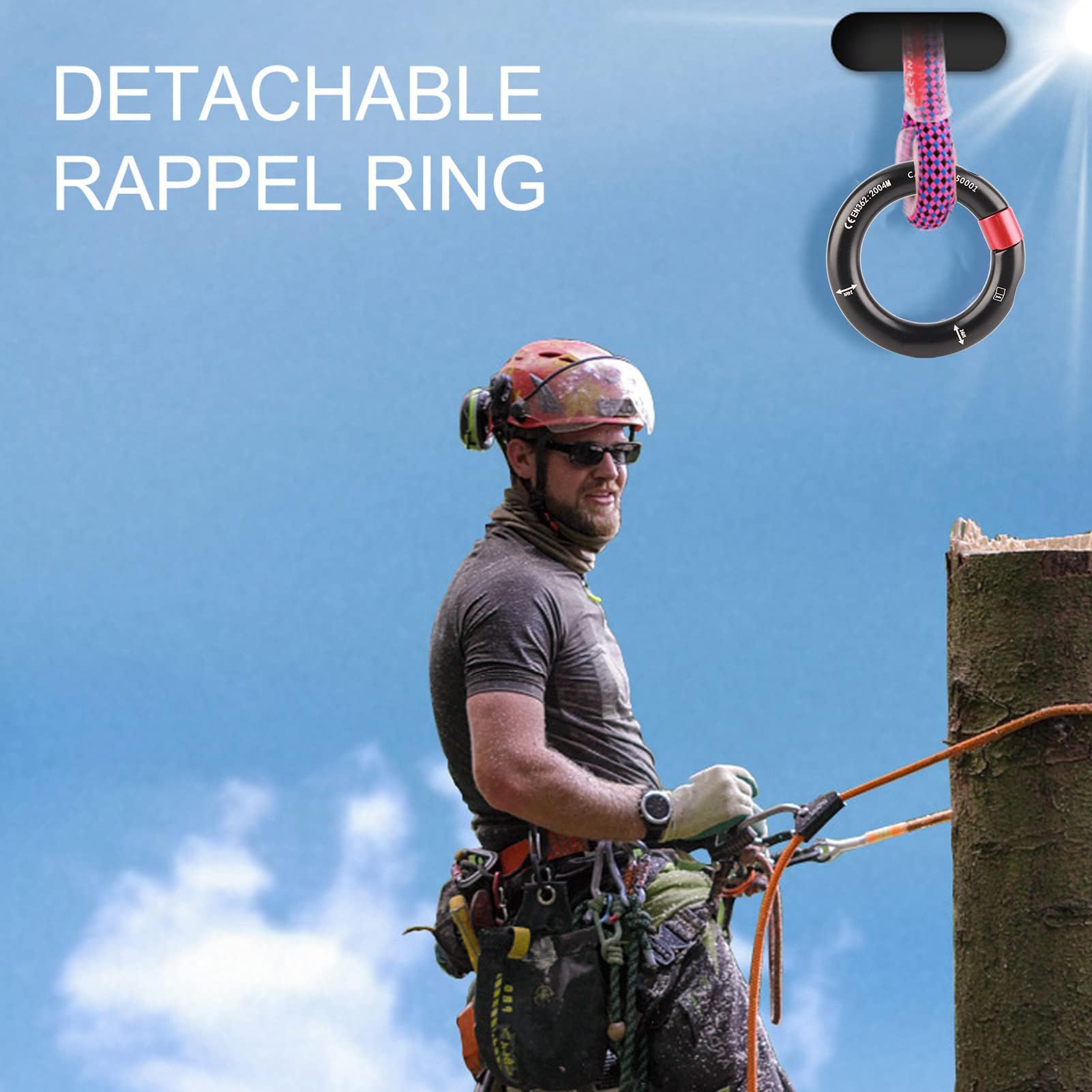 HERCHR Rappel Ring close-up on 12mm opening enables quick detachable connections.