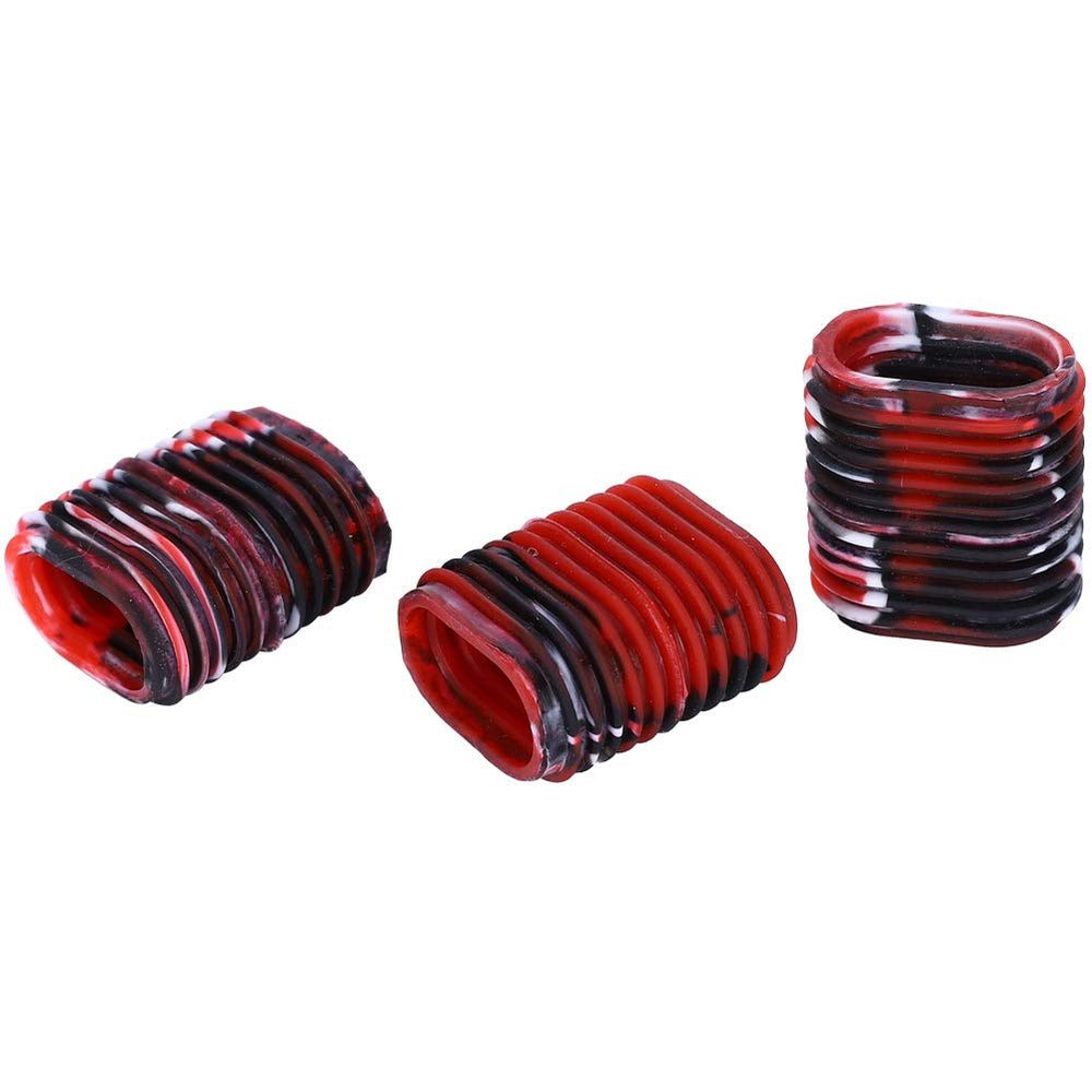 HERCHR reel grip close-up red highlights textured, high-contrast surface.