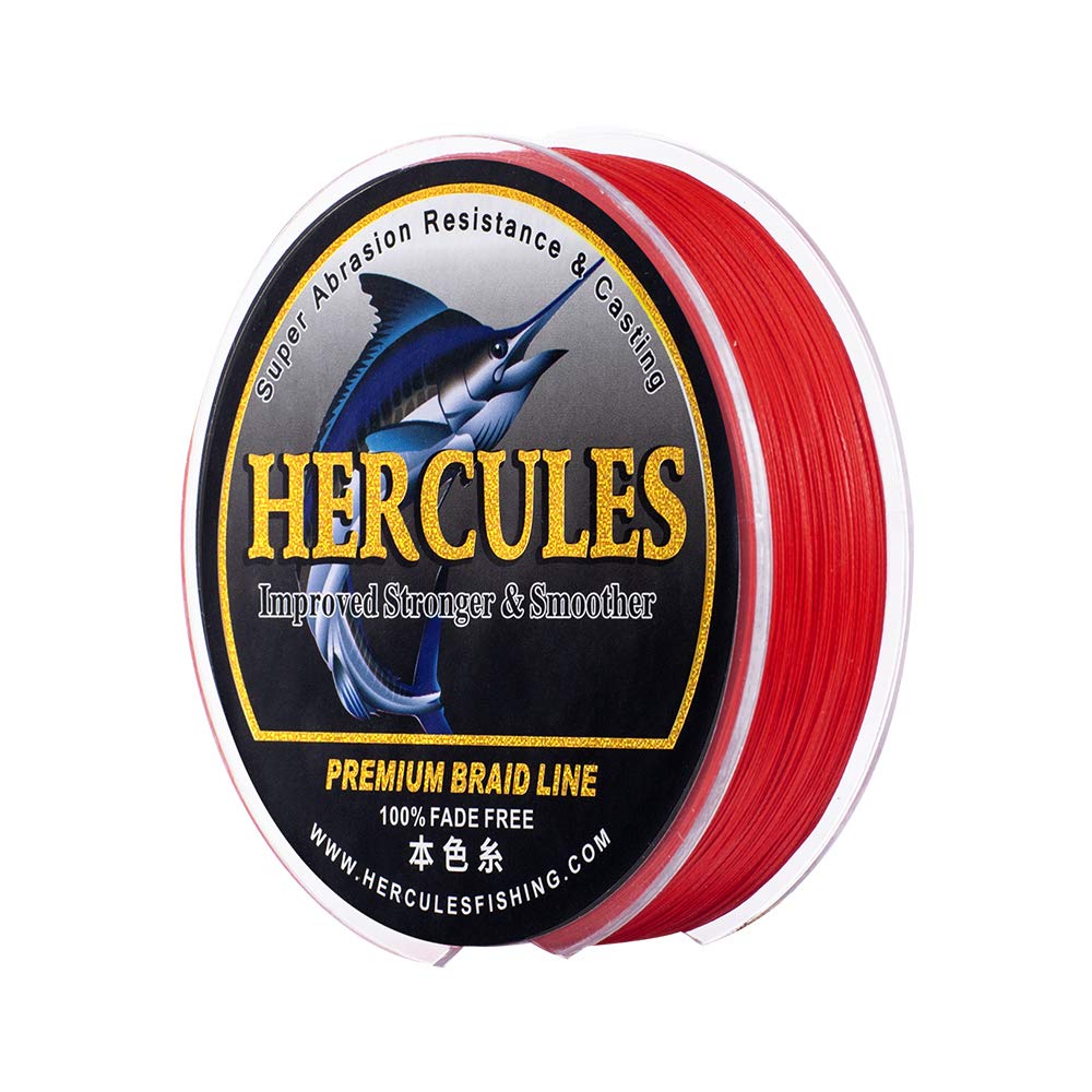 HERCULES braided fishing line not fade red spool shows lasting color for depth tracking