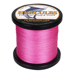 HERCULES braided line pink closeview demonstrates knot strength for secure hookups.
