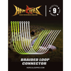 HERCULES 9-piece leader connector set in clear and hi-vis yellow with 20lb/30lb/50lb lines