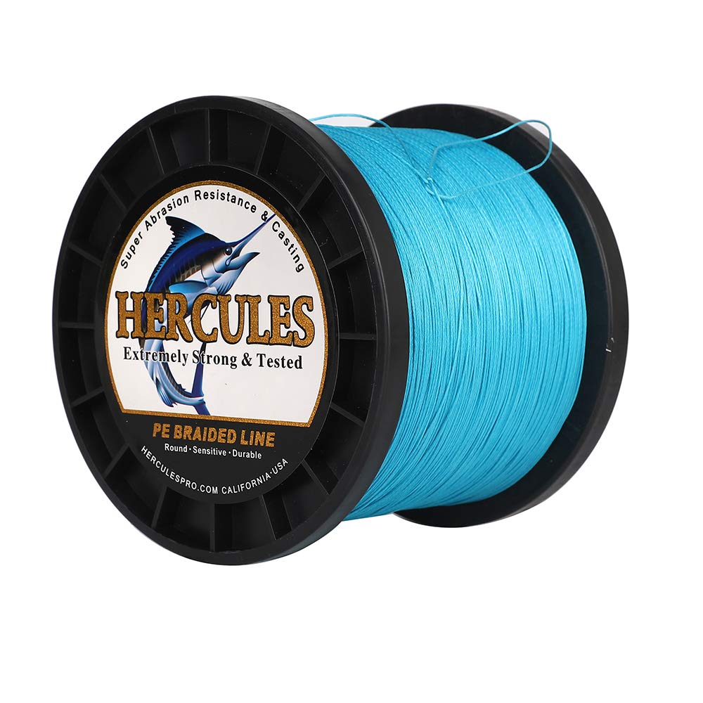 HERCULES Super Cast 1000M blue-spooled on reel for longer casts.