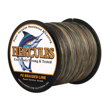 HERCULES Super Cast braided line spooled in camouflage for long-range casting