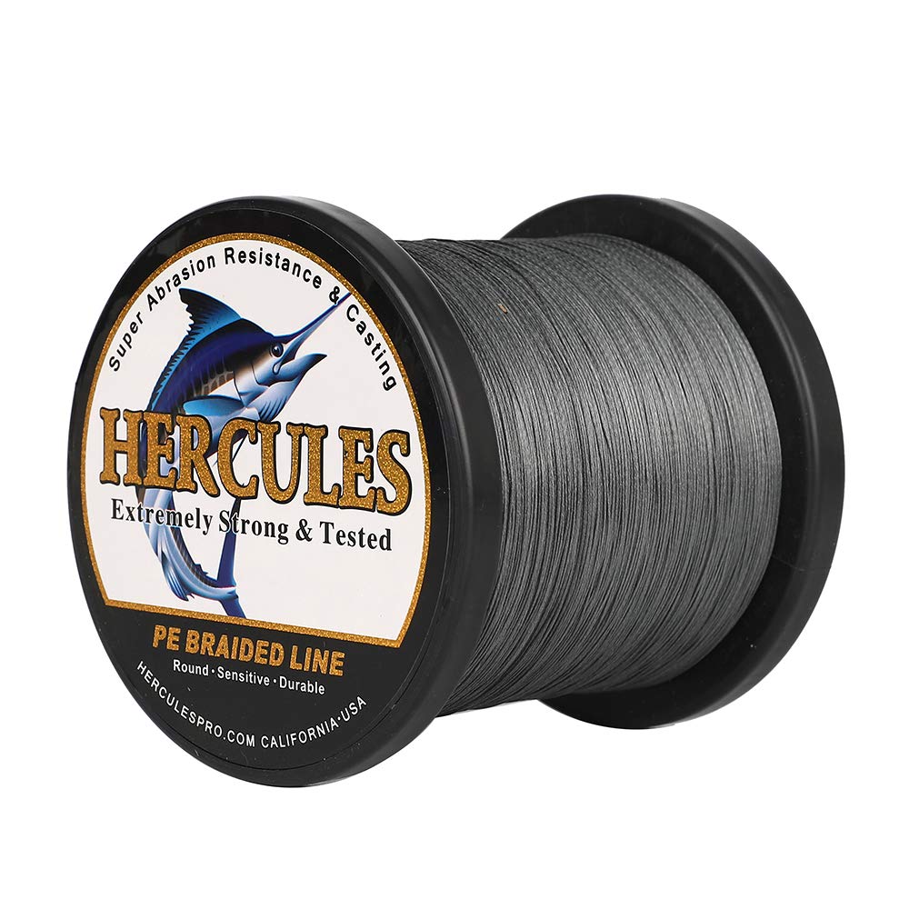 HERCULES Super Cast braided line on spool, 100 lb test for long-distance casting.