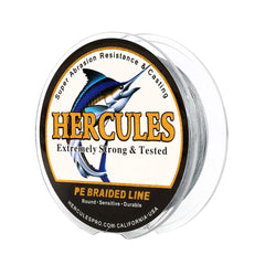 HERCULES Super Cast 500M grey braid on spool enables smooth long casts.
